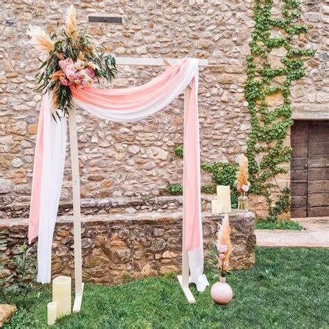 arche mariage guirlande rose gris