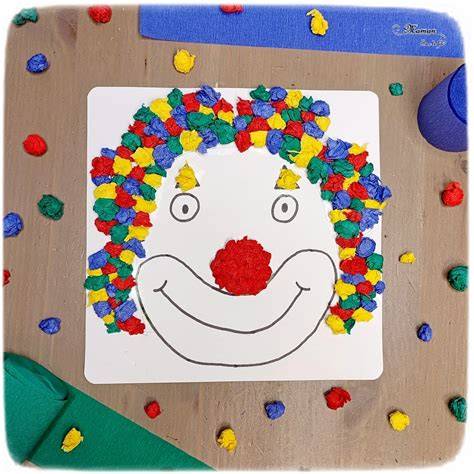 Clown en papier décoré avec gommettes
