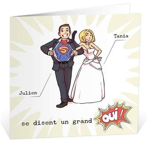 Carte de mariage humoristique style comics