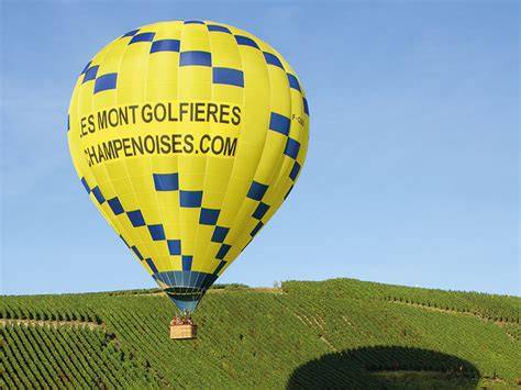 Montgolfière au-dessus des vignobles