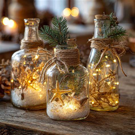 bouteilles lumineuses LED centre de table communion