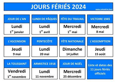 Calendrier juridique des jours fériés