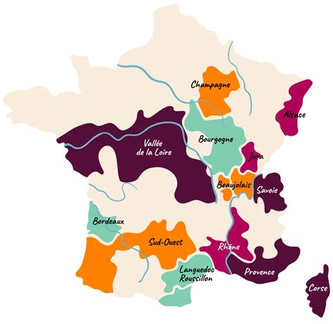Carte des régions viticoles françaises