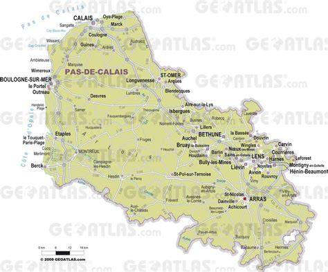 Carte des principales villes du Pas-de-Calais