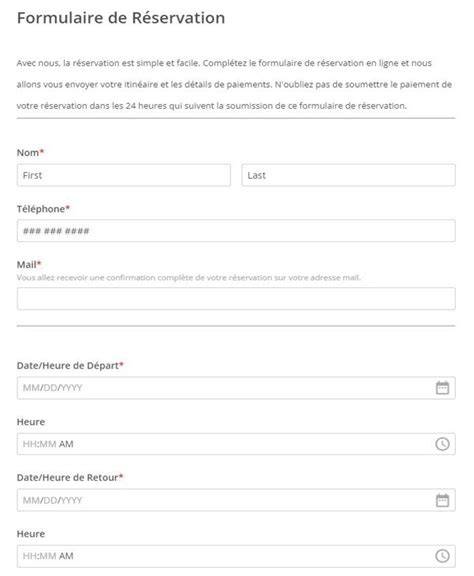 Formulaire de réservation en ligne pour location de salle