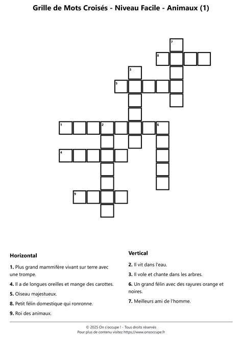 Grille de mots croisés et indices