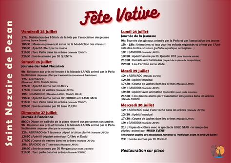 programme fete votive Peyrolles en Provence