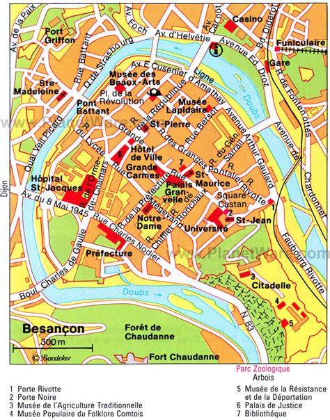 Carte des lieux et itinéraires près de Besançon et Belfort
