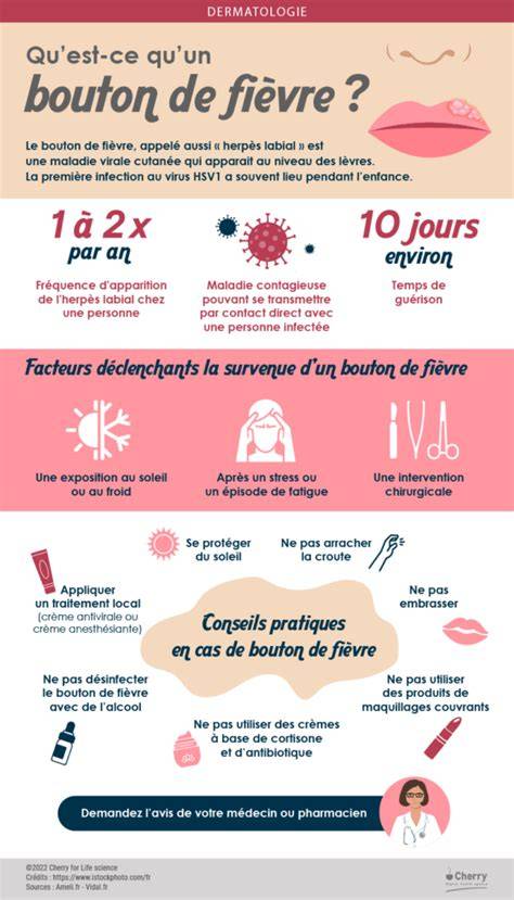 Schéma de l'évolution d’un bouton de fièvre