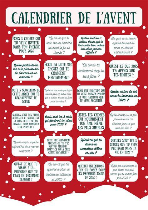 calendrier advent développement personnel