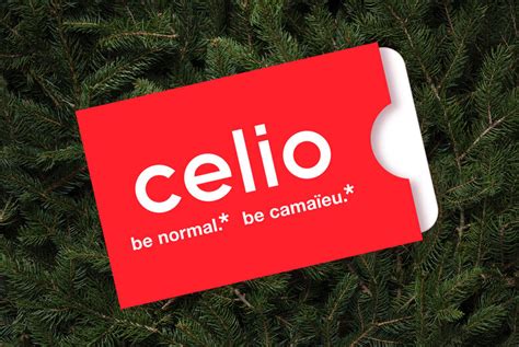 Carte cadeau Celio montre les montants et les magasins