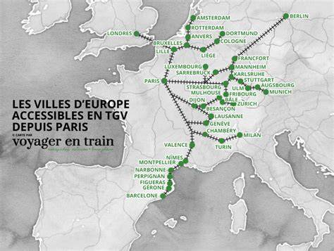 Carte des destinations EVG en Europe