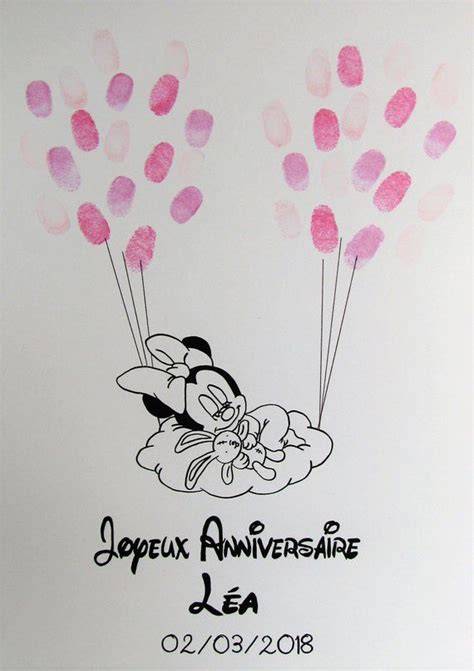 arbre empreinte baptême Minnie Mouse esquisse