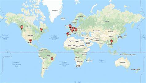Carte des destinations festives autour du monde