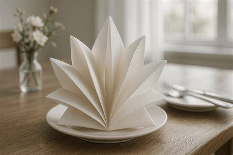 Illustration des trois pliages principaux sur table festive